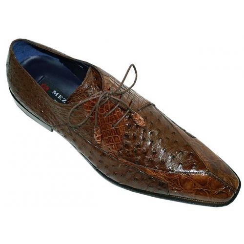 Mezlan Brown Genuine Crocodile/Ostrich Shoes 3342